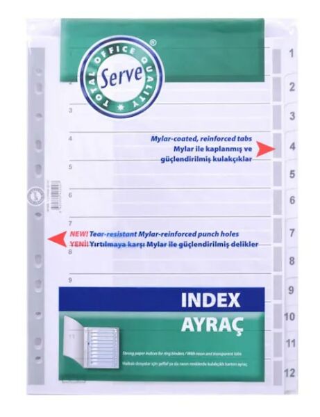 Serve SV-5325 A4 1-12 Rakam Karton Ayraç