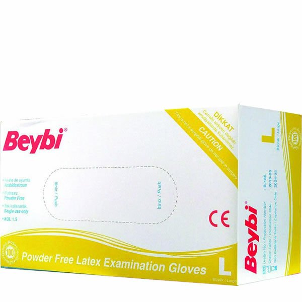 Beybi Latex L Pudrasız 100 lü Muayene Eldiveni