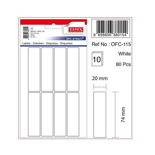 Tanex OFC-115 10 lu Beyaz Ofis Etiketi