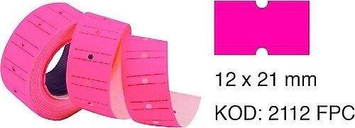 Tanex 12x21 mm 800 lü 6 lı Çizgili Floresan Pembe Etiket